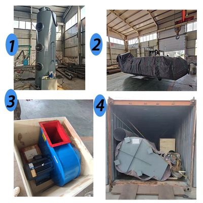 7.5 KW 팬 전력 화학 폐기물 가스 정화 재료 FRP 녹색 흡수 타워